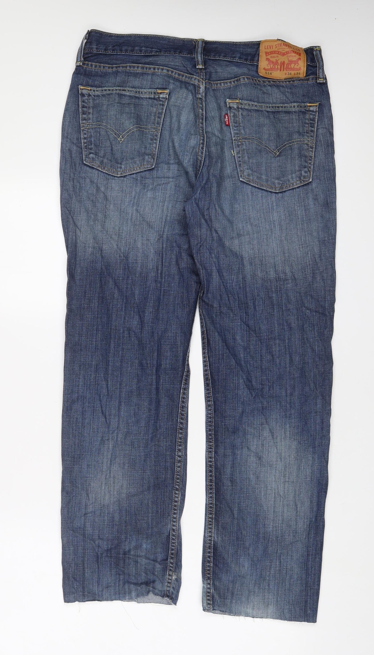 Levi's Mens Blue Cotton Straight Jeans Size 34 in L29 in Regular Zip