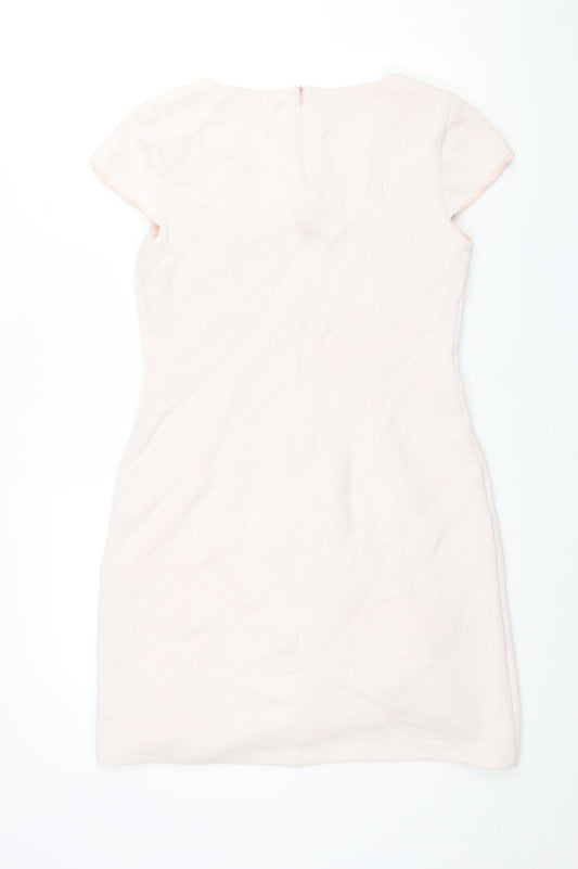 Oui Womens Pink Polyamide Shift Size 14 V-Neck Zip