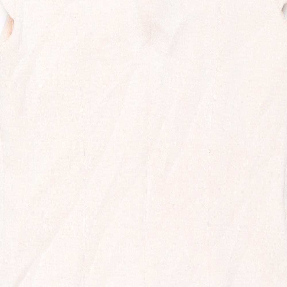 Brand and care label for Oui women’s pink polyamide shift, size UK 14, v-neck zip