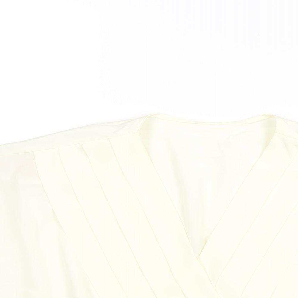 St Michael Womens Ivory Polyester Wrap Blouse Size 10 V-Neck - Pleat Detail