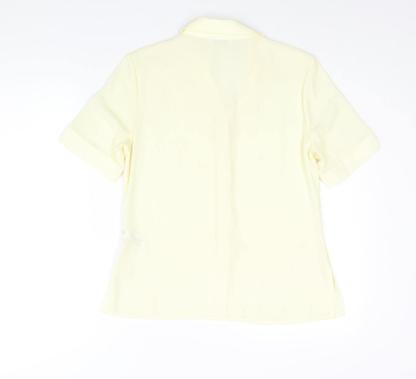St Michael Womens Yellow Polyester Basic Blouse Size 12 V-Neck - Diamond Embroidery