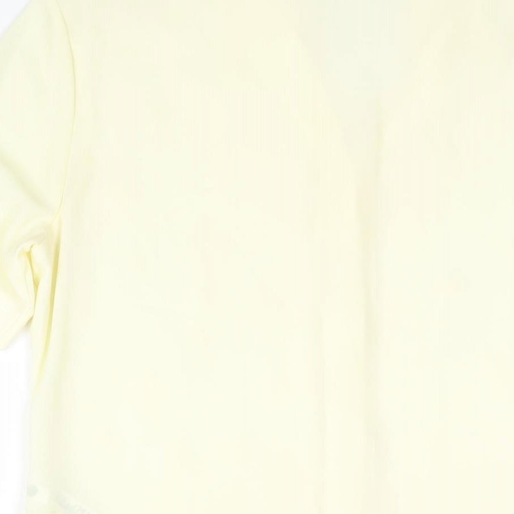 St Michael Womens Yellow Polyester Basic Blouse Size 12 V-Neck - Diamond Embroidery