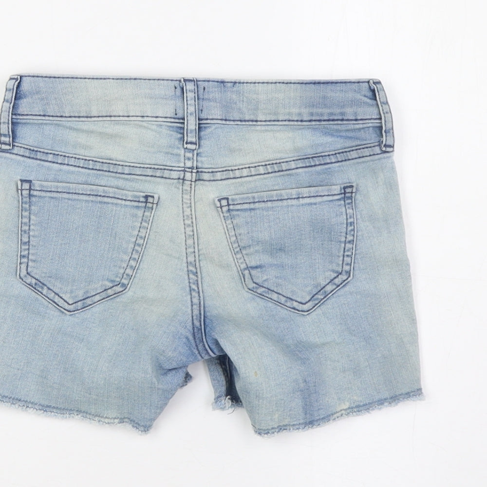Gap Girls Blue Cotton Bermuda Shorts Size 7 Years L4 in Regular Zip - Embroidery