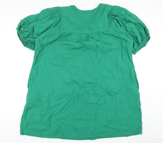 Knox Rose Womens Green Cotton A-Line Size 2XL V-Neck Pullover