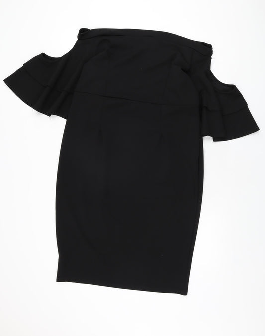 Lost Ink Womens Black Polyester Shift Size 18 Off the Shoulder Pullover
