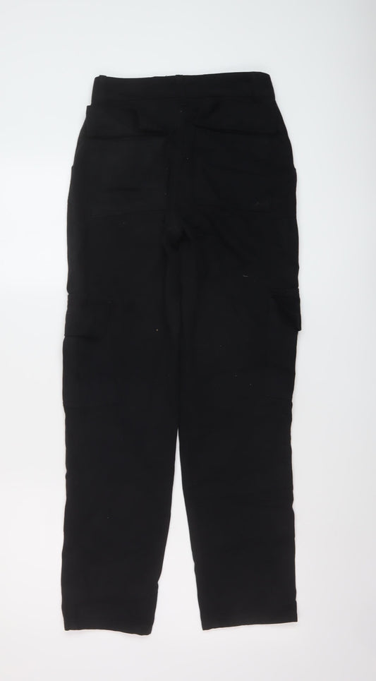 Boohoo Womens Black Cotton Cargo Trousers Size 4 L28 in Regular Button