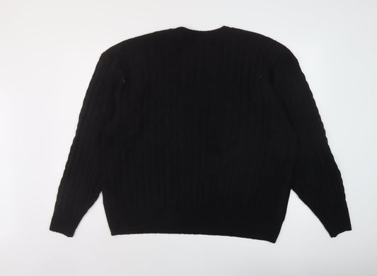Hollister Womens Black Crew Neck Polyester Pullover Jumper Size L