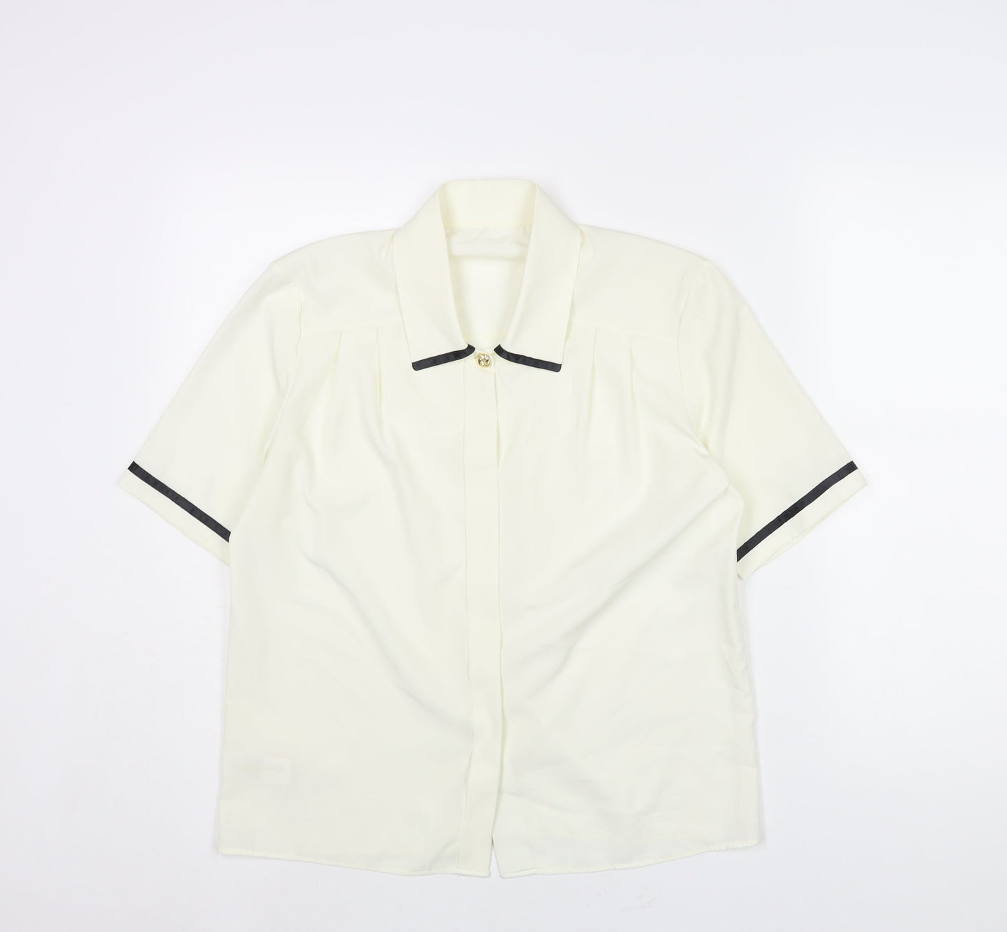 St Michael Womens Ivory Polyester Basic Blouse Size 10 Collared