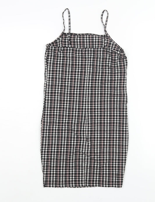 New Look Girls Black Check Polyester Shift Size 10-11 Years Square Neck Pullover