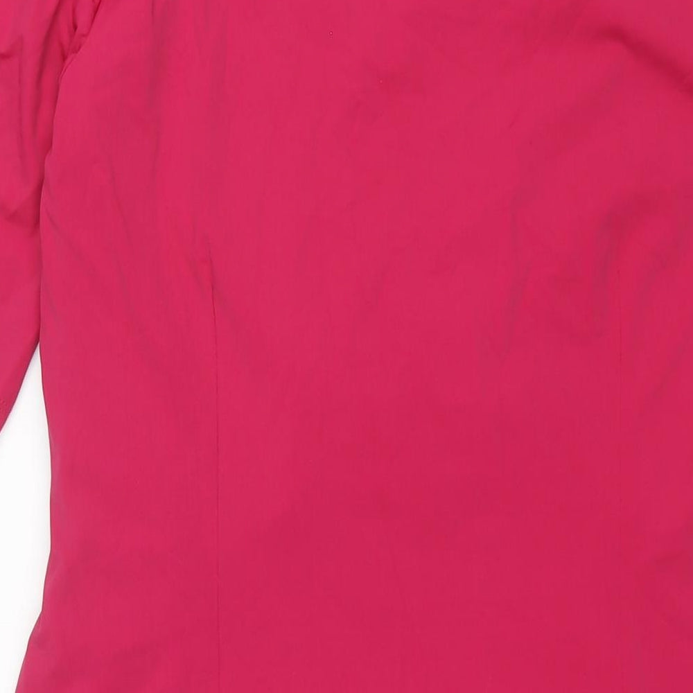 Brand and care label for Autograph women’s pink polyamide shift, size UK 14, v-neck pullover - rouched