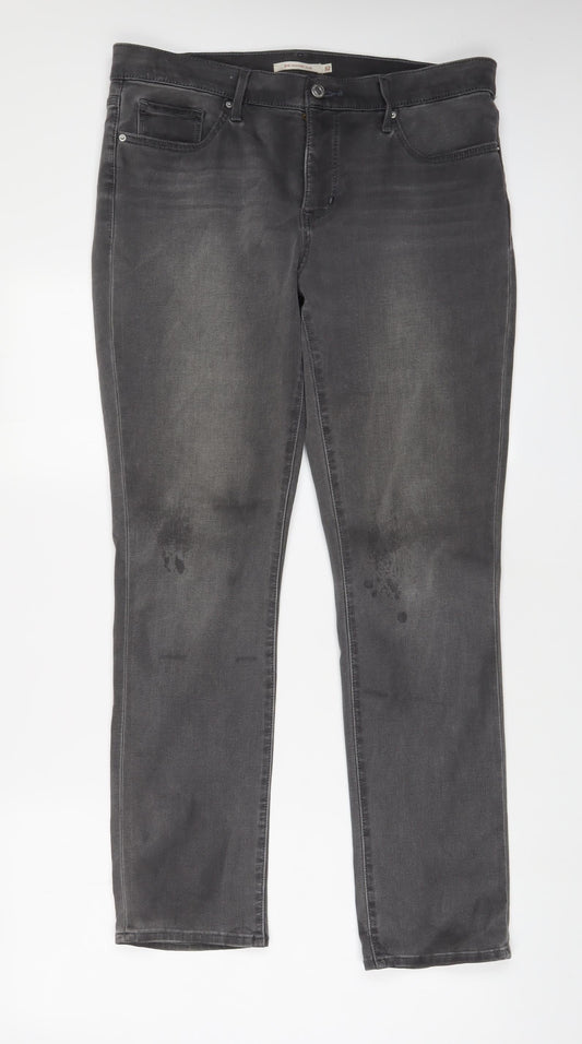 Levi's Womens Grey Cotton Straight Jeans Size 32 in L30 in Slim Zip