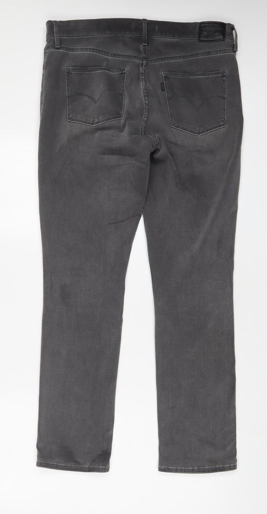 Levi's Womens Grey Cotton Straight Jeans Size 32 in L30 in Slim Zip