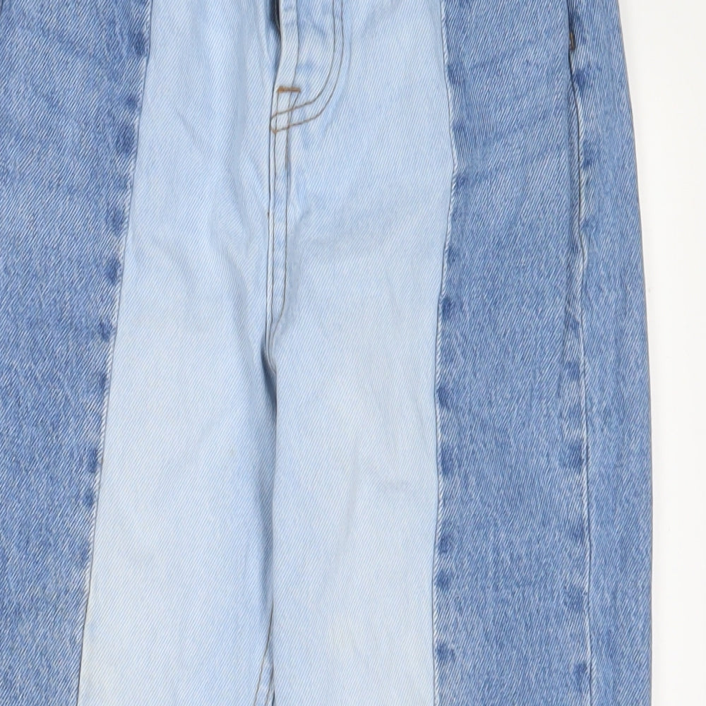Stradivarius Womens Blue Cotton Straight Jeans Size 4 L24 in Regular Zip