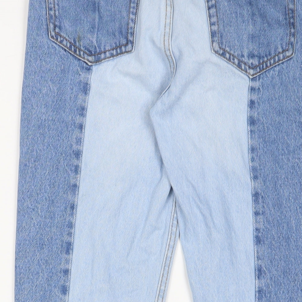 Stradivarius Womens Blue Cotton Straight Jeans Size 4 L24 in Regular Zip