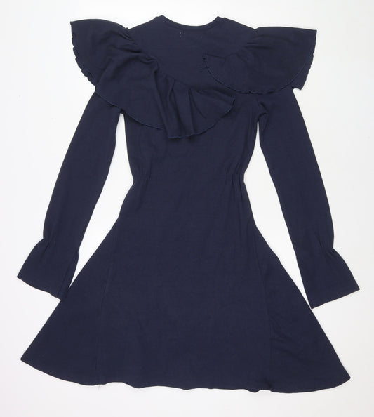 Eren Vintage Womens Blue Cotton Fit & Flare Size XS Round Neck Pullover