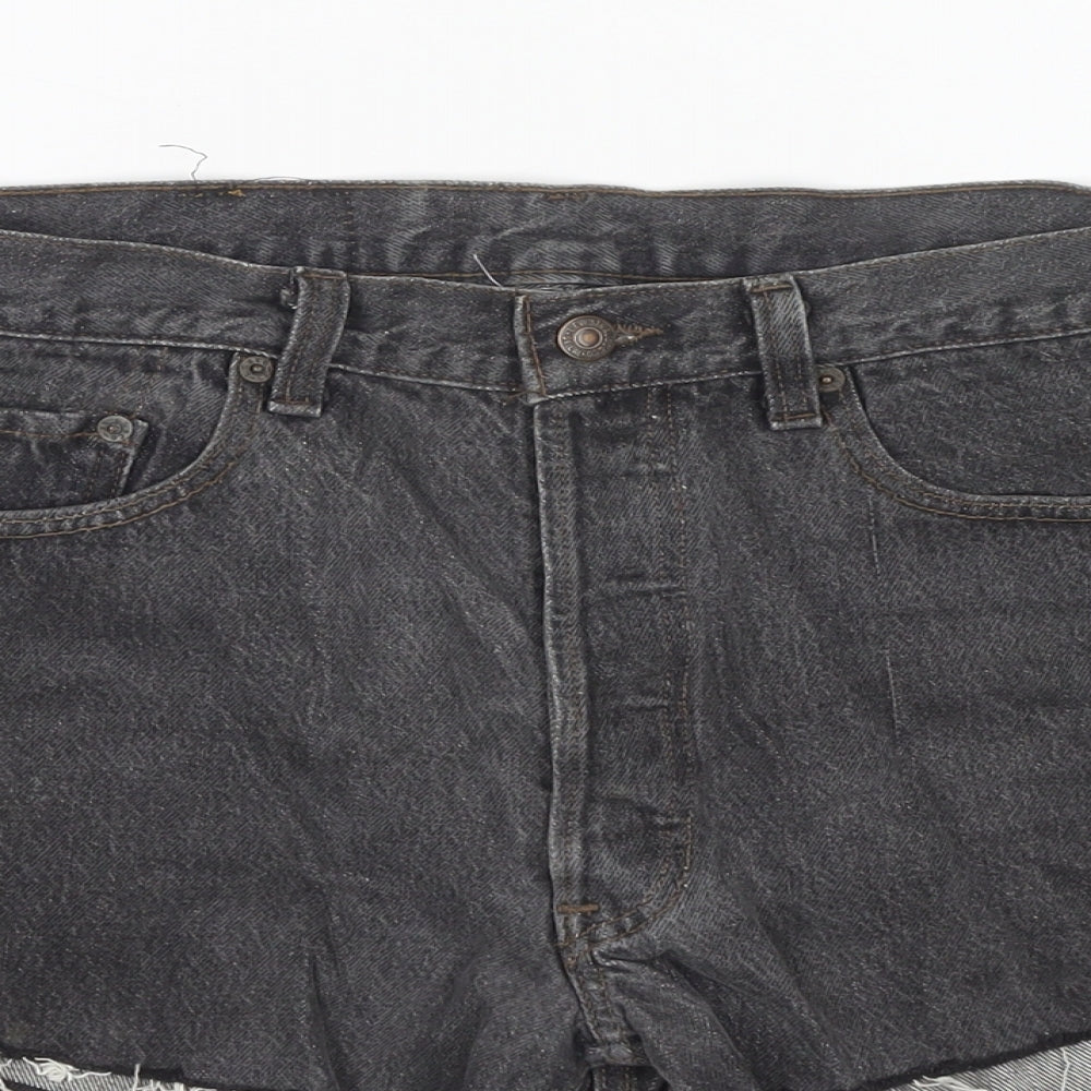 Levi's Womens Grey Polyester Blend Hot Pants Shorts Size 32 in L3 in Regular Zip - Customized Shorts