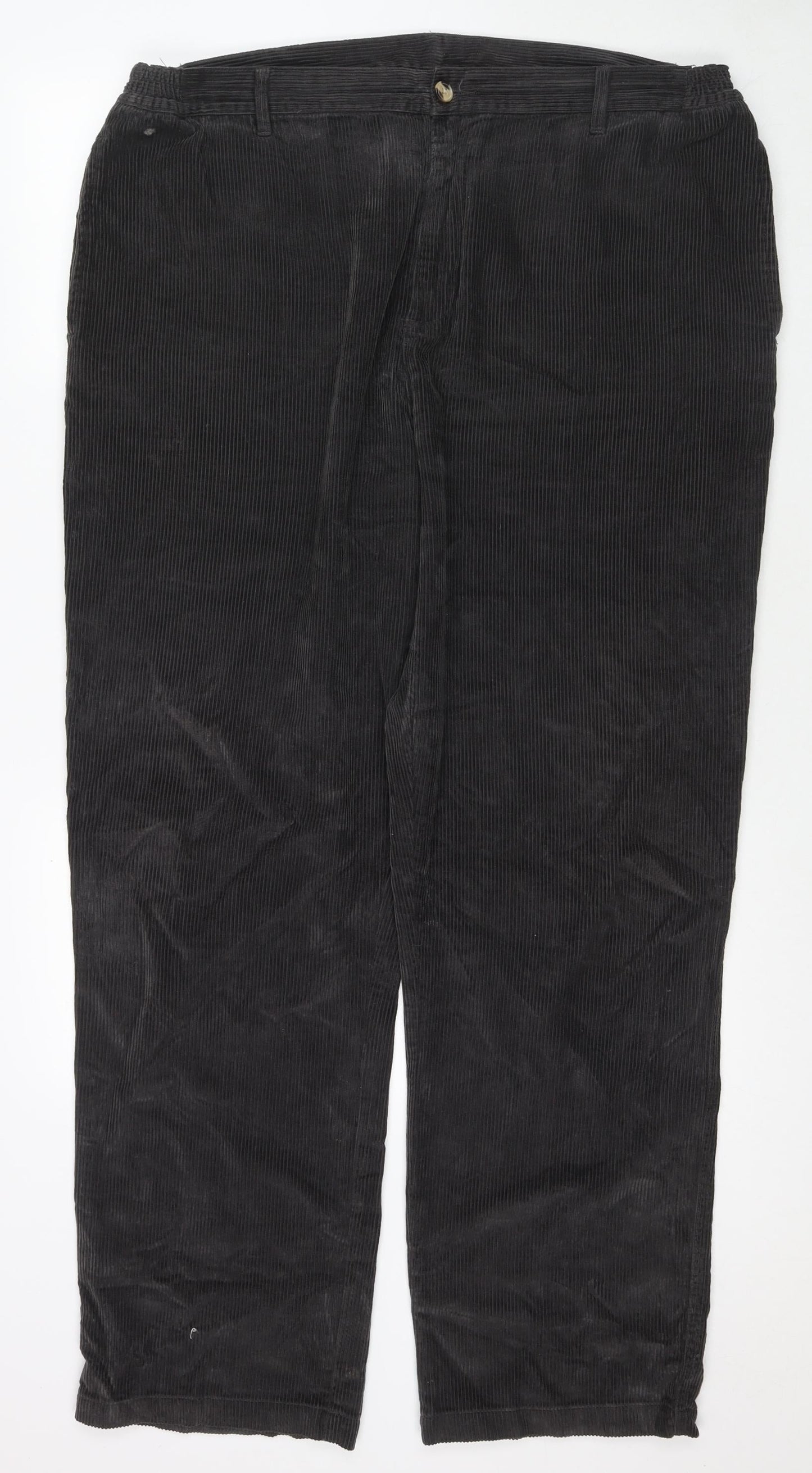Charcoal Mens Grey Cotton Trousers Size 42 in L32 in Regular Zip