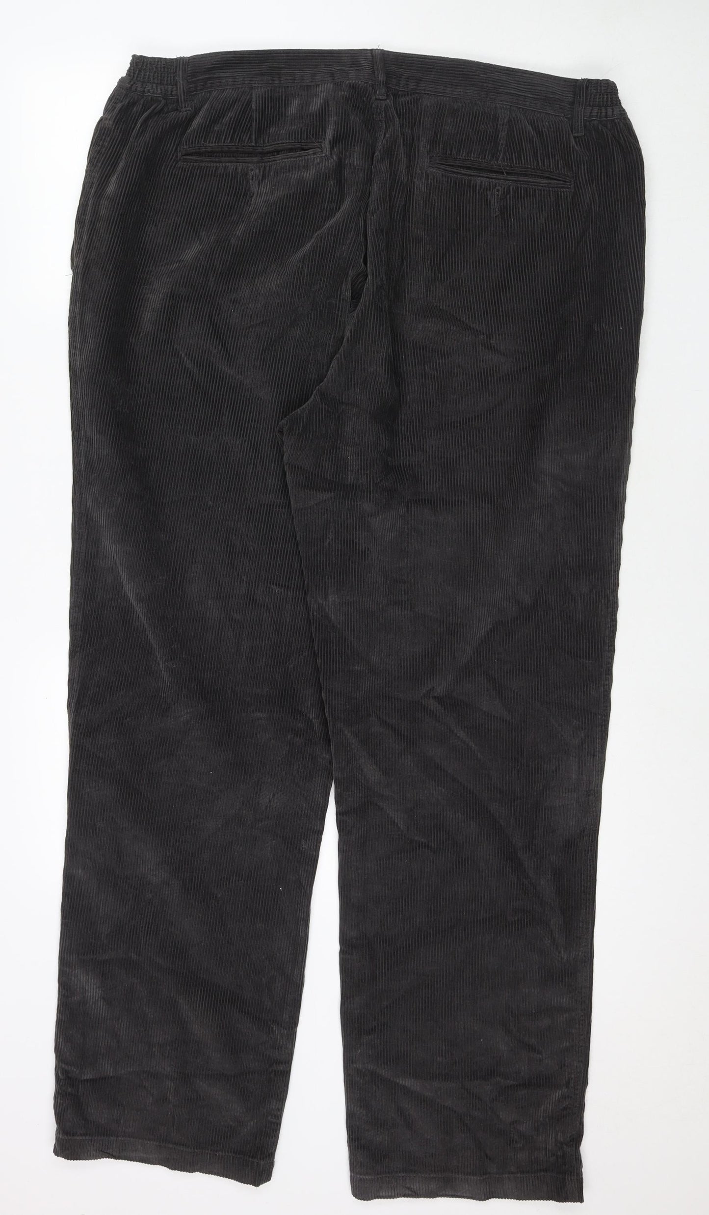 Charcoal Mens Grey Cotton Trousers Size 42 in L32 in Regular Zip