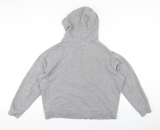 ASOS Womens Grey Cotton Full Zip Hoodie Size 10 Zip