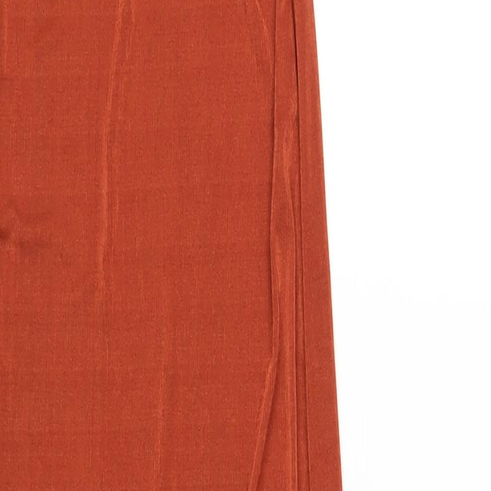 Brand and care label for I SAW IT FIRST women’s orange polyester maxi, size UK 8, round neck pullover