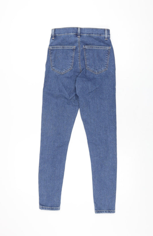 Topshop Womens Blue Cotton Skinny Jeans Size 25 in L30 in Regular Zip
