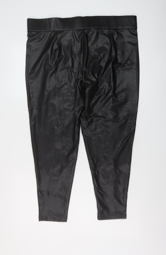 Marks and Spencer Womens Black Polyurethane Trousers Size 20 L23 in Regular