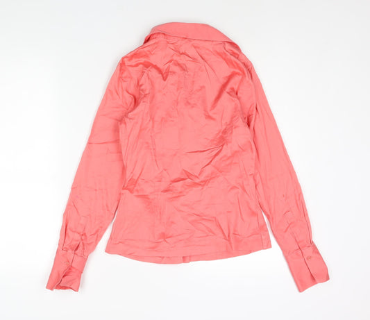 Antonio Milani Womens Pink Cotton Basic Blouse Size XS Collared - Rouched
