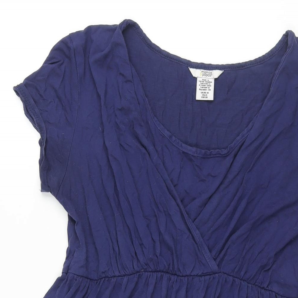 mamas & papas Womens Blue Polyester A-Line Size 10 Round Neck Pullover