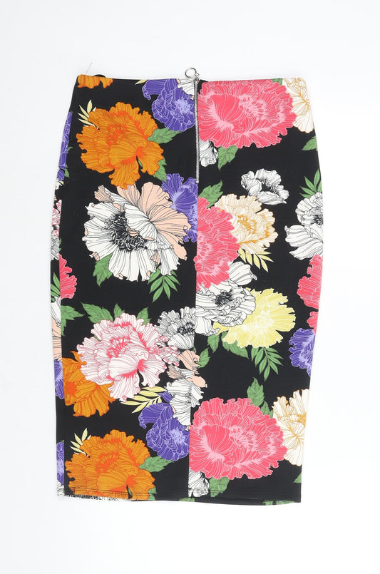 Miss Selfridge Womens Multicoloured Floral Polyester Straight & Pencil Skirt Size 12 Zip