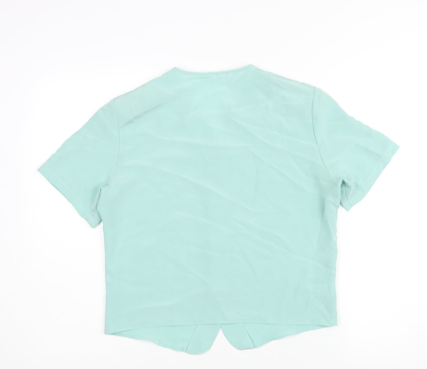 St Michael Womens Blue Polyester Basic Blouse Size 10 V-Neck