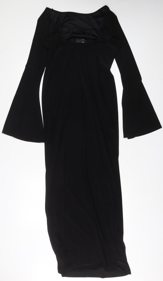 ASOS Womens Black Polyester A-Line Size 12 Boat Neck Pullover