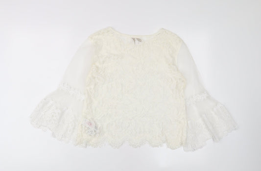 Apricot Womens Ivory Viscose Basic Blouse Size 10 Crew Neck