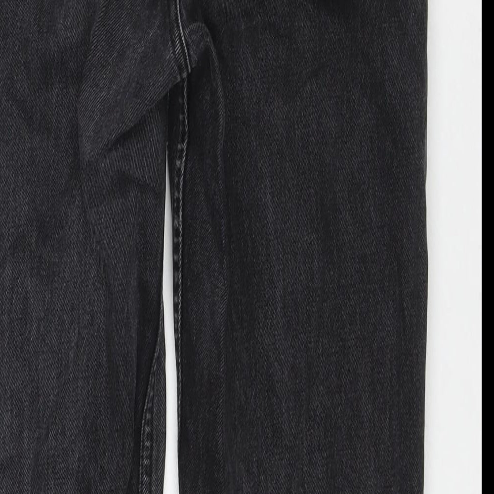 Brand and care label for Denim & Co. women’s black cotton straight jeans, size UK 8, 26-inch leg regular zip