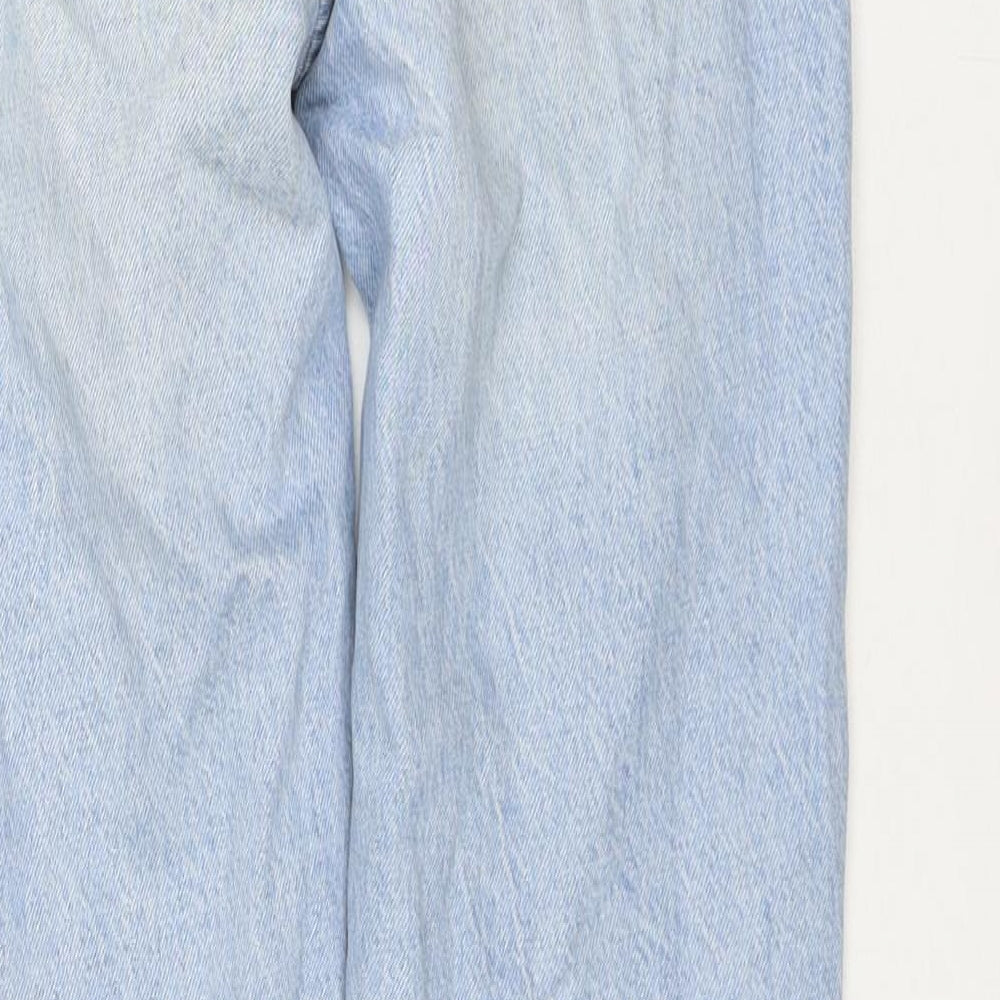 Brand and care label for Denim & Co. women’s blue cotton mom jeans, size UK 6, 28-inch leg regular zip