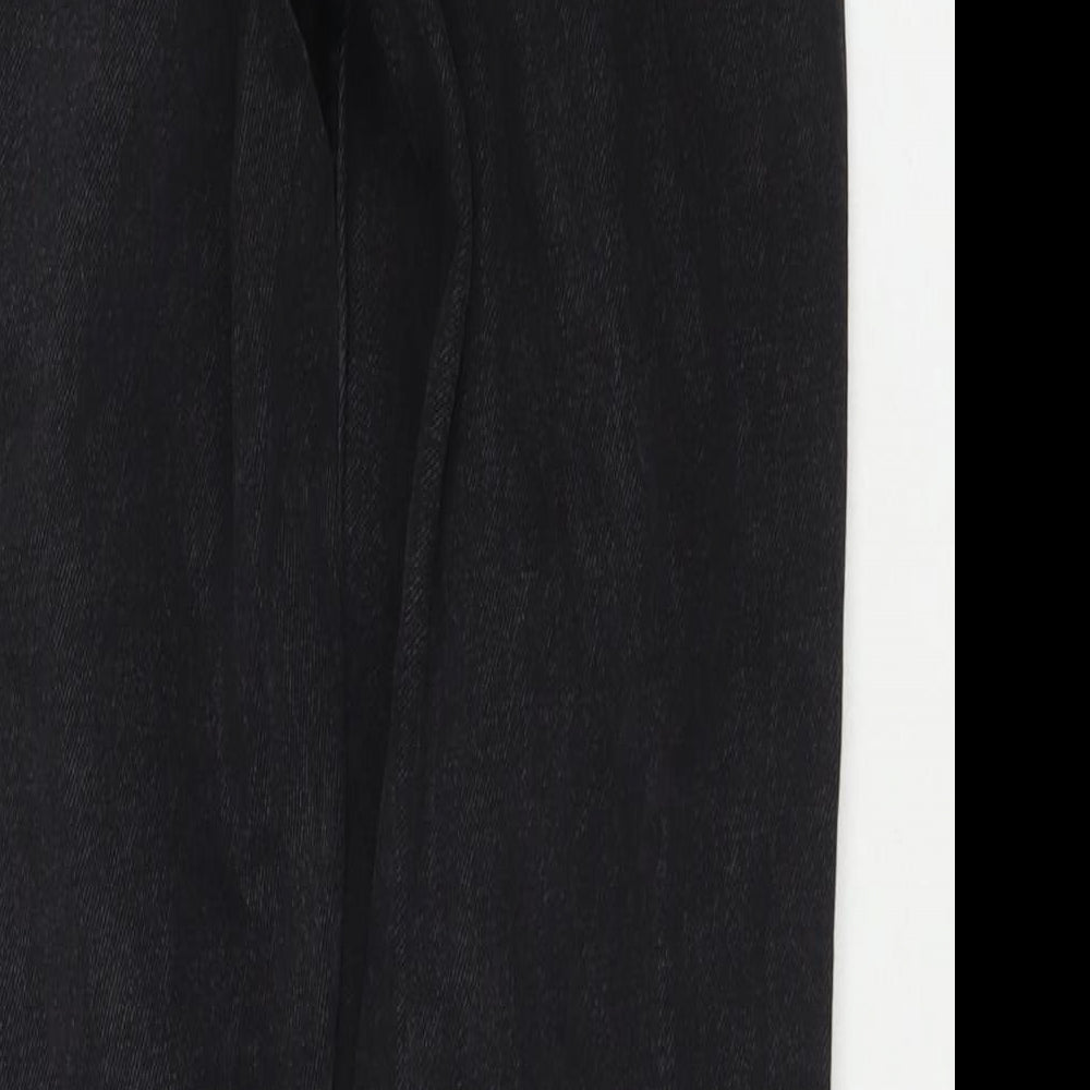 Brand and care label for Denim & Co. women’s black cotton straight jeans, size UK 4, 28-inch leg regular zip
