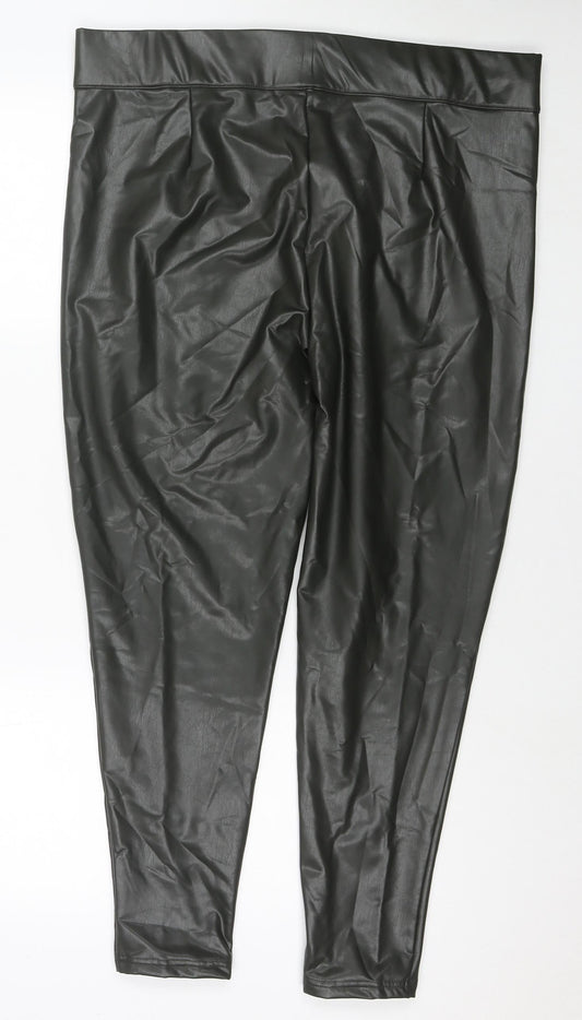Marks and Spencer Womens Black Polyester Pedal Pusher Trousers Size 20 L27 in Regular