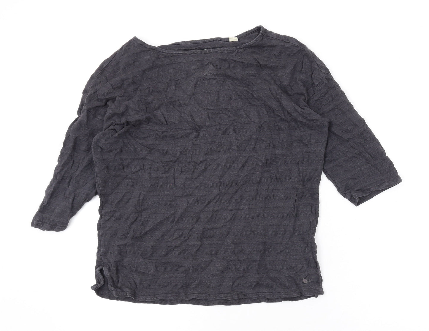 Jack Wills Womens Grey Cotton Basic Blouse Size 8 Boat Neck