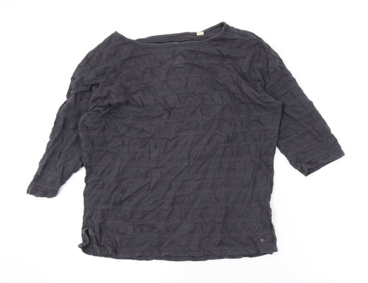 Jack Wills Womens Grey Cotton Basic Blouse Size 8 Boat Neck