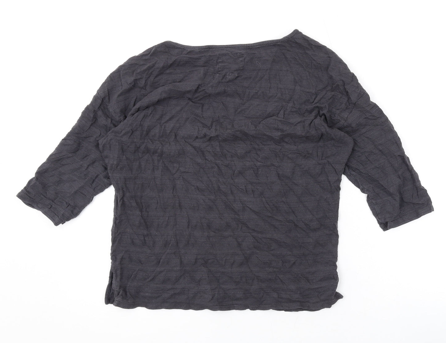 Jack Wills Womens Grey Cotton Basic Blouse Size 8 Boat Neck