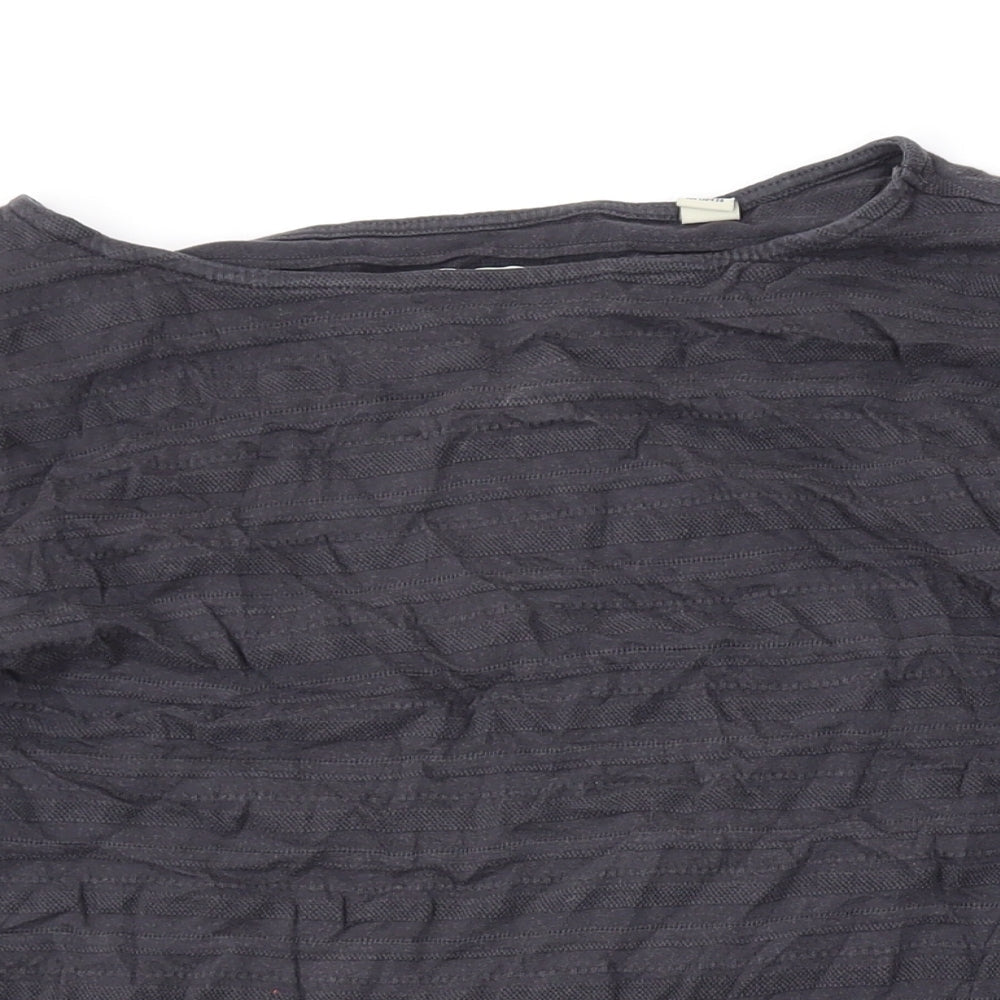 Jack Wills Womens Grey Cotton Basic Blouse Size 8 Boat Neck