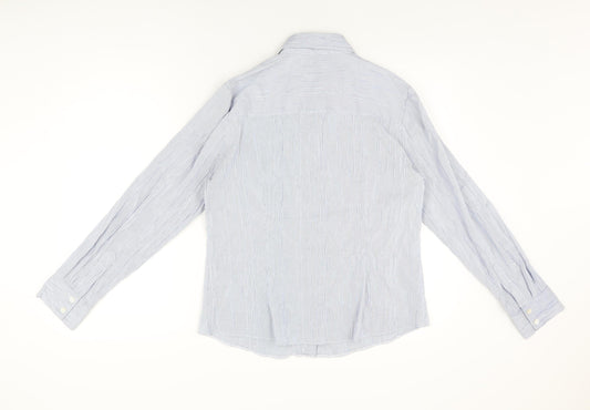 Alex & Co Womens Blue Polyester Basic Button-Up Size 16 Collared