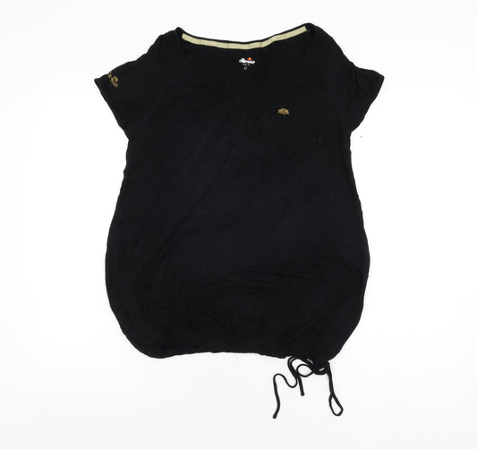 ellesse Womens Black Viscose Basic T-Shirt Size L Scoop Neck
