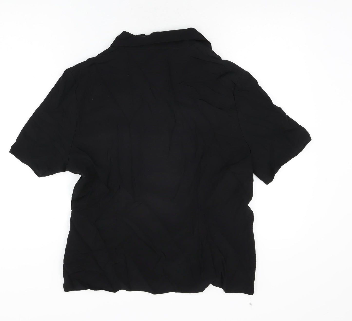 Lakeland Womens Black Viscose Basic Button-Up Size 16 V-Neck