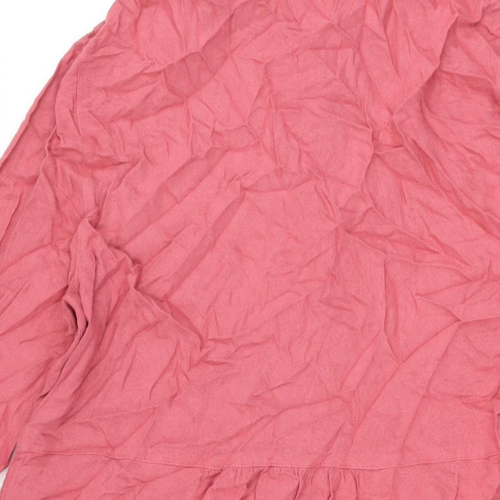 Lands' End Womens Pink Viscose Shirt Dress Size 12 Collared Button