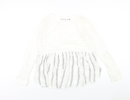 French Connection Womens Ivory Cotton Basic T-Shirt Size XS Round Neck