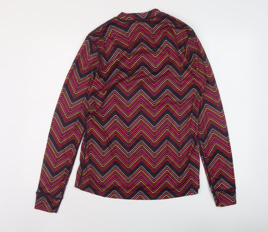 CRAFT Womens Multicoloured Geometric Polyester Basic T-Shirt Size XL Mock Neck Pullover