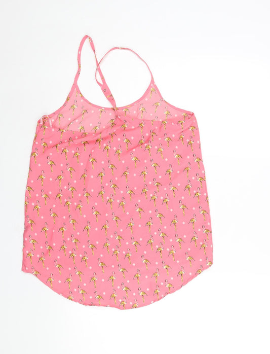 Brave Soul Womens Pink Geometric Polyester Camisole Blouse Size S Scoop Neck - Flamingo Print