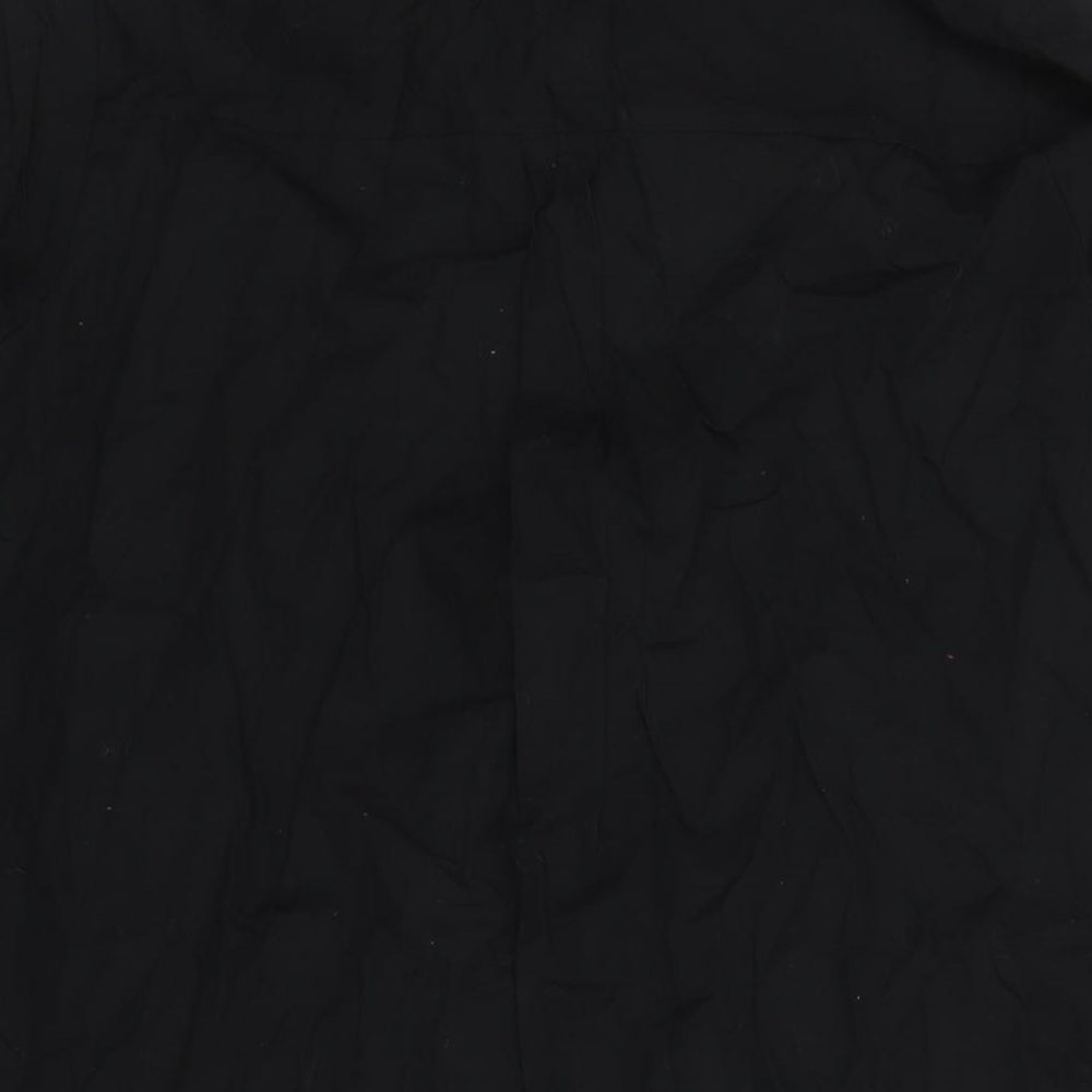 Brand and care label for ASOS women’s black cotton shirt dress, size UK 12, collared button