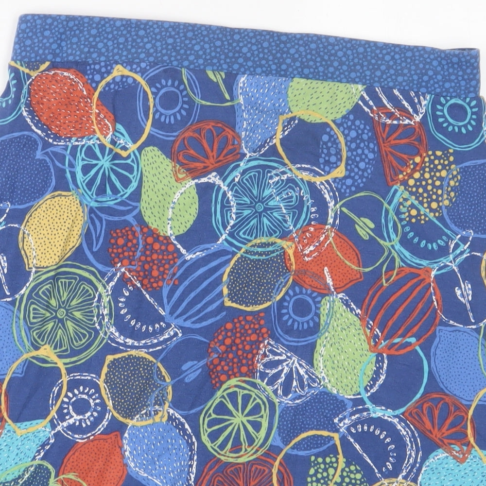 EWM Womens Blue Geometric Cotton A-Line Skirt Size 14 - Embroidered