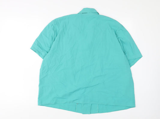 Edinburgh Womens Blue Polyester Basic Button-Up Size 22 Collared